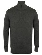 Henbury Strickpullover mit halbem Reißverschluss, Black XS, W729 – Grey Marl