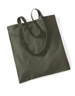 Westford Mill Baumwolltasche mit langen Tragegriffen, Natural 38 x 42 cm, WM101 – Olive Green