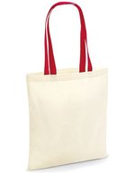 Westford Mill Baumwolltasche mit Kontrast-Henkeln – Natural/Classic Red