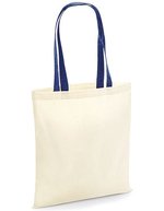 Westford Mill Baumwolltasche mit Kontrast-Henkeln – Natural/French Navy
