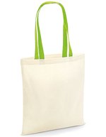 Westford Mill Baumwolltasche mit Kontrast-Henkeln – Natural/Lime Green