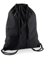 Westford Mill Baumwoll-Gymsac mit Kordelzug 12L – Black/Black