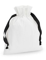 Westford Mill Baumwoll-Zuziehbeutel mit Kordelzug – Soft White/Black