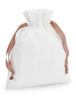 Westford Mill Baumwoll-Zuziehbeutel mit Kordelzug – Soft White/Rose Gold