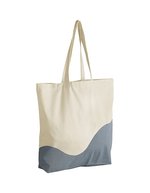 Organic Cotton Wave Print Maxi Bag – Natural/Blue Grey