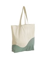 Organic Cotton Wave Print Maxi Bag – Natural/Dusty Green
