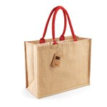 Westford Mill Jute Einkaufstasche mit Baumwollgriffen, Natural/Forest Green 42 x 33 x 19 cm, WM407 – Bild 3