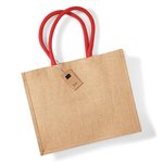 Westford Mill Jute Einkaufstasche mit Baumwollgriffen, Natural/Forest Green 42 x 33 x 19 cm, WM407 – Bild 4