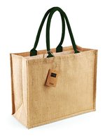 Westford Mill Jute Einkaufstasche mit Baumwollgriffen – Natural/Forest Green