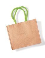 Westford Mill Jute Einkaufstasche mit Baumwollgriffen, Natural/Forest Green 42 x 33 x 19 cm, WM407 – Naturel/Vert citron