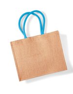Westford Mill Jute Einkaufstasche mit Baumwollgriffen, Natural/Forest Green 42 x 33 x 19 cm, WM407 – Naturel/Surf Bleu