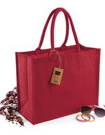 Westford Mill Jute Einkaufstasche mit Baumwollgriffen, Natural/Forest Green 42 x 33 x 19 cm, WM407 – Rouge/Rouge