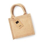 Westford Mill Jute Geschenktasche mit Baumwollgriffen, Natural 20 x 20 x 12 cm, WM411 – Bild 5