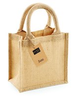 Westford Mill Jute Geschenktasche mit Baumwollgriffen, Natural 20 x 20 x 12 cm, WM411 – Bild 2
