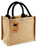 Westford Mill Mini-Jutetasche mit Baumwollgriffen – Natural/Black