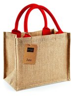 Westford Mill Mini-Jutetasche mit Baumwollgriffen – Natural/Bright Red