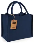 Westford Mill Mini Jute Bag with Cotton Handles, Graphite Grey/Graphite Grey 26 x 22 x 14 cm, WM412 – Navy/Navy