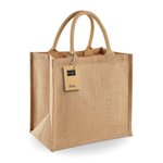 Westford Mill Jute Midi Shopper mit Baumwollgriffen, Natural 30 x 30 x 19 cm, WM413 – Bild 3