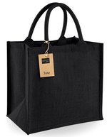 Westford Mill Jute Midi Shopper mit Baumwollgriffen – Black/Black