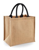 Westford Mill Jute Midi Shopper mit Baumwollgriffen – Natural/Black