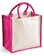 Westford Mill Jute-Tragetasche mit Baumwoll-Details – Fuchsia