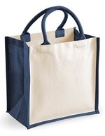 Westford Mill Jute-Tragetasche mit Baumwoll-Details – Navy