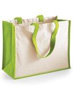 Westford Mill Baumwoll-Jute Shopper mit Druckfläche – Apple Green