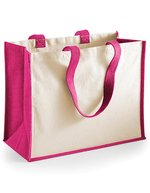 Westford Mill Baumwoll-Jute Shopper mit Druckfläche – Fuchsia