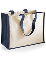 Westford Mill Baumwoll-Jute Shopper mit Druckfläche – Navy