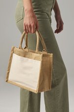 Westford Mill Laminierte Jutetasche mit Baumwollfach, Natural 26 x 22 x 14 cm, WM425 – Bild 1