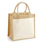 Westford Mill Laminierte Jute-Tasche mit Baumwollfach in, Natural 30 x 30 x 19 cm, WM426 – Bild 3