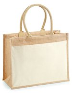 Westford Mill Laminierte Jute-Baumwolltasche mit Griffen, Natural 42 x 33 x 19 cm, WM427 – Bild 2