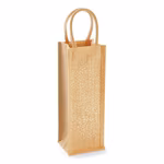 Westford Mill Borsa porta bottiglia in juta con dettagli oro, Natural Gold 12 x 35 x 11 cm, WM433 – immagine 4