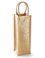 Westford Mill Jute Flaschentasche mit Golddetails – Natural Gold