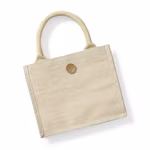 Westford Mill Laminated Jute-Cotton Blend Bag, Natural 26 x 22 x 14 cm, WM441 – image 3