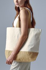 Westford Mill Baumwoll-Canvas Sac de plage mit Jute-Basis, Natural 34 x 36 x 13 cm, WM451 – Bild 1