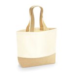 Westford Mill Baumwoll-Canvas Sac de plage mit Jute-Basis, Natural 34 x 36 x 13 cm, WM451 – Bild 3