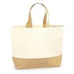 Westford Mill Baumwoll-Canvas Sac de plage XXL mit Jute-Basis, Natural 38 x 44 x 18, WM452 – Bild 3