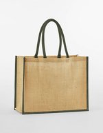 Westford Mill Natürlicher Jute-Klassik-Shopper – Natural/Olive Green
