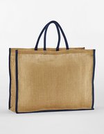 Natural Starched Jute Market Shopper – Natural/Navy