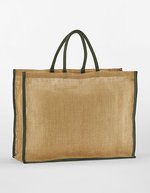 Natural Starched Jute Market Shopper – Natural/Olive Green