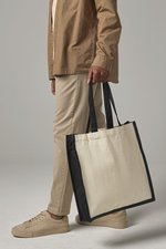 Westford Mill Baumwoll-Canvas Tasche mit langen Griffen, Natural/Black 39 x 42 x 13 cm, WM600 – Bild 1