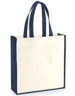 Westford Mill Baumwoll-Canvas Tasche mit langen Griffen, Natural/Black 39 x 42 x 13 cm, WM600 – Naturale/Blu navy francese