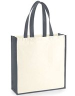 Westford Mill Baumwoll-Canvas Tasche mit langen Griffen, Natural/Black 39 x 42 x 13 cm, WM600 – Natural/Graphite Grey