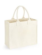Westford Mill Baumwoll-Canvas Borsa della spesa mit Einstecktasche, Natural 41 x 34 x 18 cm, WM608 – Naturale