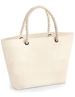 Westford Mill Maritime Streifen Strandtasche mit Seilgriffen, Natural 36 x 35 x 18 cm, WM680 – Natural