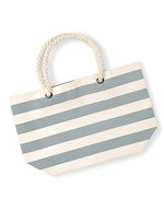 Westford Mill Maritime Streifen Strandtasche mit Seilgriffen, Natural 36 x 35 x 18 cm, WM680 – Natural/Grey