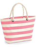 Westford Mill Maritime Streifen Strandtasche mit Seilgriffen, Natural 36 x 35 x 18 cm, WM680 – Natural/Pink