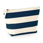 Westford Mill Canvas Kulturtasche mit Streifendruck, Natural/Grey 19 x 18 x 9 cm, WM684 – Bild 1