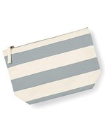 Westford Mill Canvas Kulturtasche mit Streifendruck, Natural/Grey 19 x 18 x 9 cm, WM684 – Bild 2